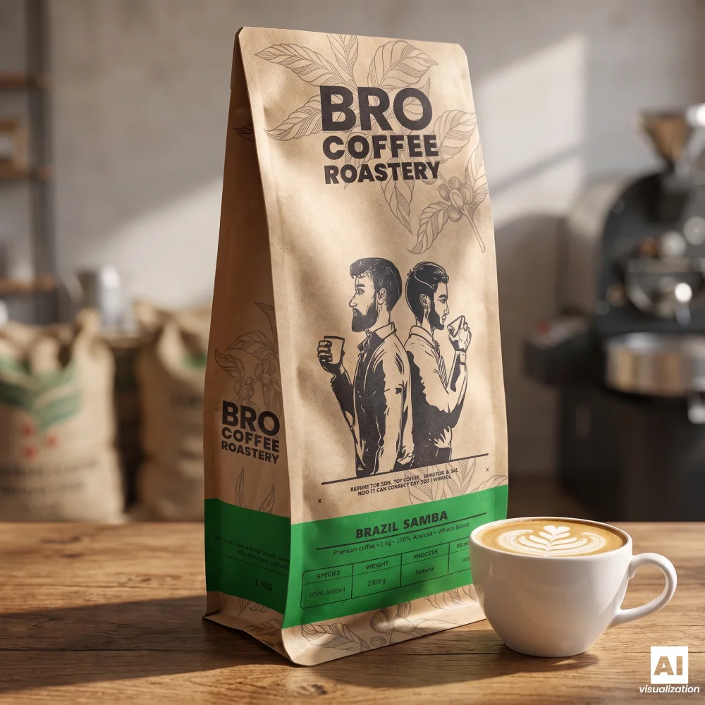 Kawa ziarnista Brazil Samba Premium i cappuccino w eleganckiej aranżacji.