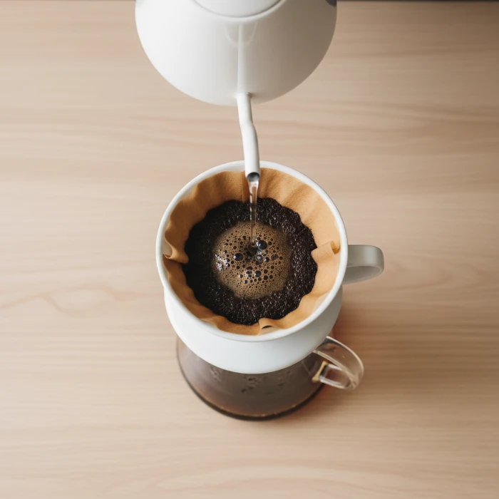 Brewing pour over coffee using a coffee dripper