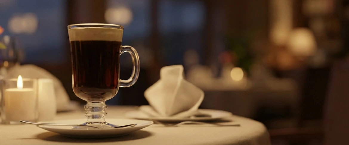 Coffee with alcohol served hot in Irish coffee style