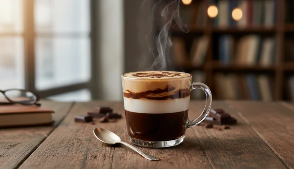 Kawa mocha – kawa z czekoladą w szklance, klasyczna kawa mokka