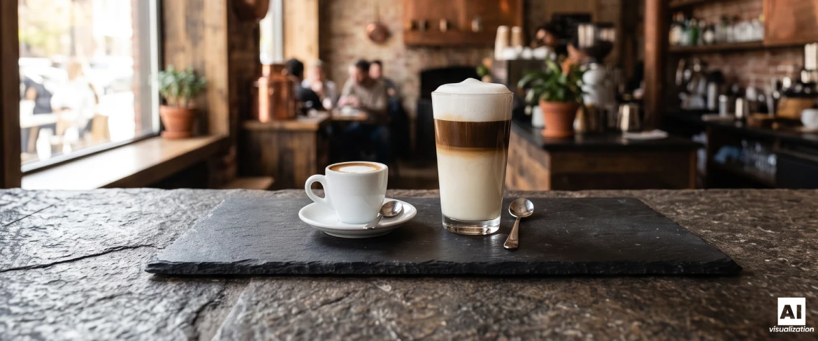 Espresso macchiato i latte macchiato – porównanie kaw w dwóch naczyniach.