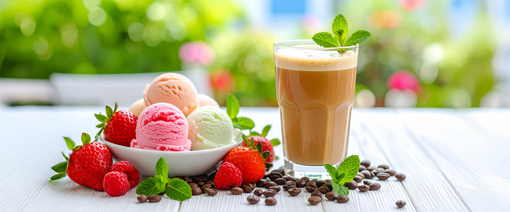 Coffee snacks – ice cream dessert to accompany coffee