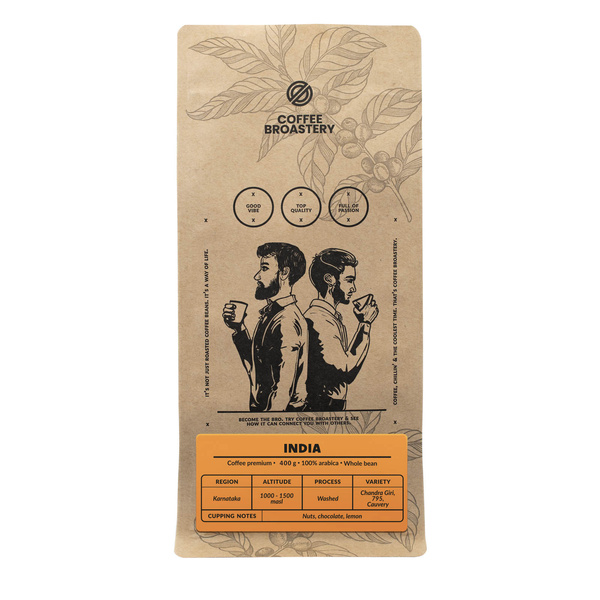 Bro Coffee Roastery - Kawa ziarnista India Karnataka Premium 1 kg