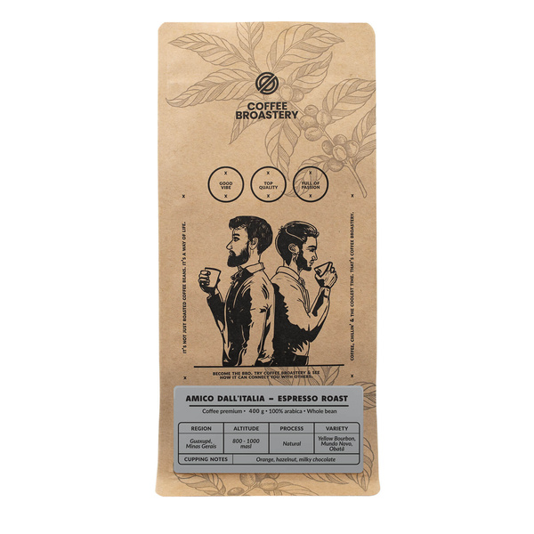 Bro Coffee Roastery - Whole Bean Coffee Amico dall'Italia Espresso Roast 400g