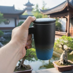 Keramiktasse mit Deckel und Teesieb Mystea 300 ml