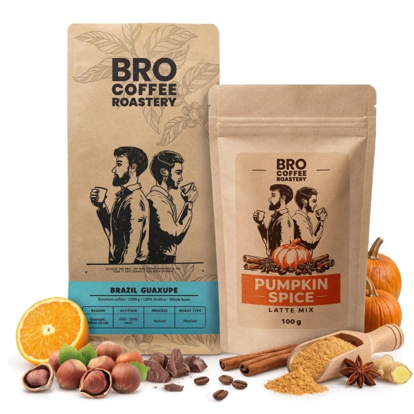 Set for Pumpkin Spice Latte: Coffee Bro Coffee Roastery Brazil Guaxupe 1kg + Pumpkin Spice Latte Mix 100g